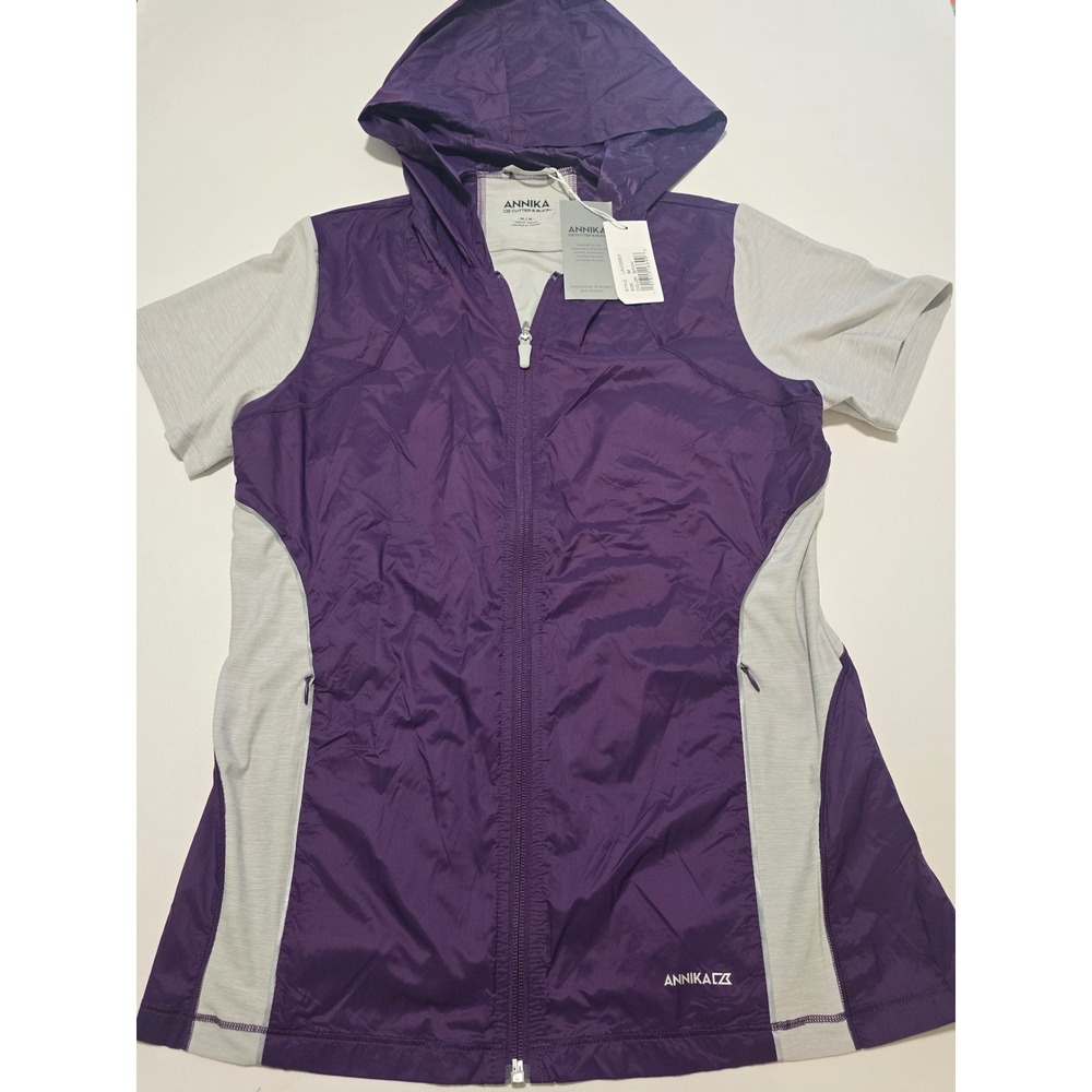 Annika Cutter & Buck Womens Purple Short Sleeve Full Zip Hooded Jacket  M NWT